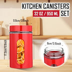 Patelai 6 Pack Airtight Stainless Steel Kitchen Canisters, Red, 32 oz - Image 2