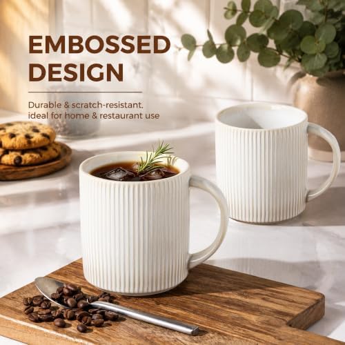 theterra Ceramic Coffee Mugs Set of 4, 14.2 oz Coffee Cups with Handle - Image 5