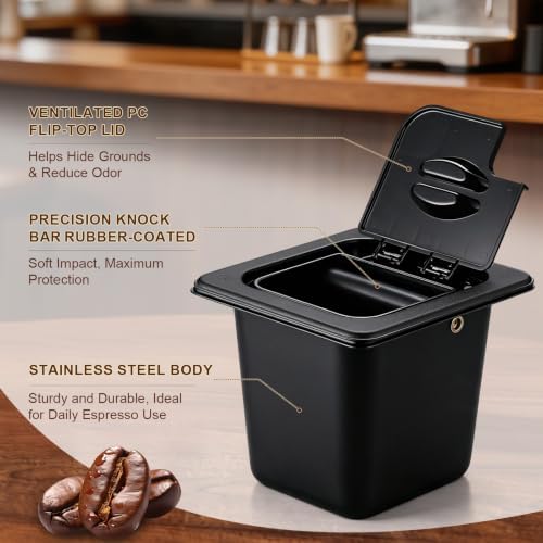 2.2L Large Espresso Knock Box with Lid, Stainless Steel Knock Box - Image 4