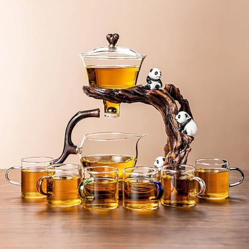 Tea Infuser,Lazy Kungfu Magnetic TeaPot,Semi-Automatic Drip Glass Teapots Heat-Resistant Tea Maker Set(Color:Style- E) by Unknown