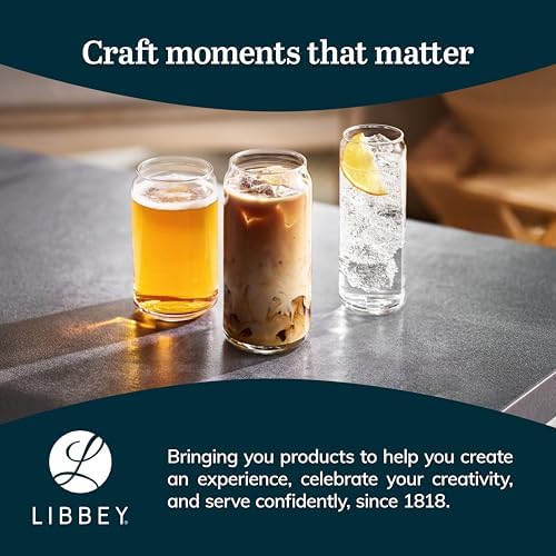 Libbey Classic Can XL Set of Drinking Glasses, Iced Coffee Cups Set of 4, 20 Oz, Dishwasher Safe Glass Beer Cups for Beverages and Cocktails - Image 6