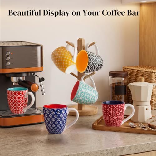 DOWAN 16 OZ Boho-Mosaic Coffee Mugs Set of 6, Large Ceramic Coffee Mugs with Handle, Bohemian Home Decor Gift Set for Housewarming, Wedding & Birthday - Image 3
