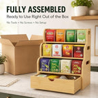 Bamboo Tea Bag Organizer, 4 Tier with Drawer - Image 5