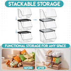 9 Pcs Stackable Plastic Storage Bins, Open Front, Black - Image 5