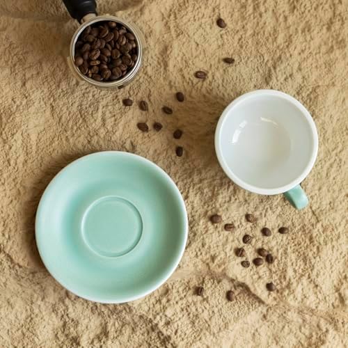 Loveramics Matt Cappuccino Cup, 8 oz Ceramic Latte Art Mug with Saucer, Thick-walled stoneware cup Set, Barista Latte Cup Set for Latte, Cappuccino, Tea - Mineral Colors (Emerald, 8OZ) - Image 6