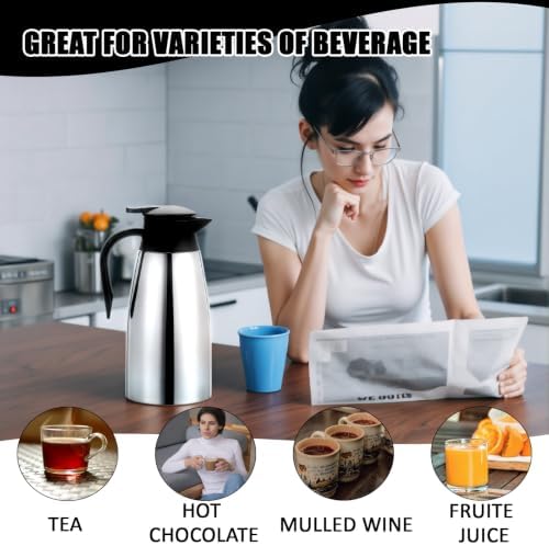2 PCS 68 OZ Thermal Coffee Carafe Insulated Stainless Steel Pitcher - Image 6