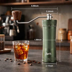 Manual Coffee Grinder with 38mm Titanium Coated Conical Burr, Premium Hand Coffee Grinder with External Adjustable Setting for Espresso, Pour Over & French Press, Slim Waist Design,Green - Image 2