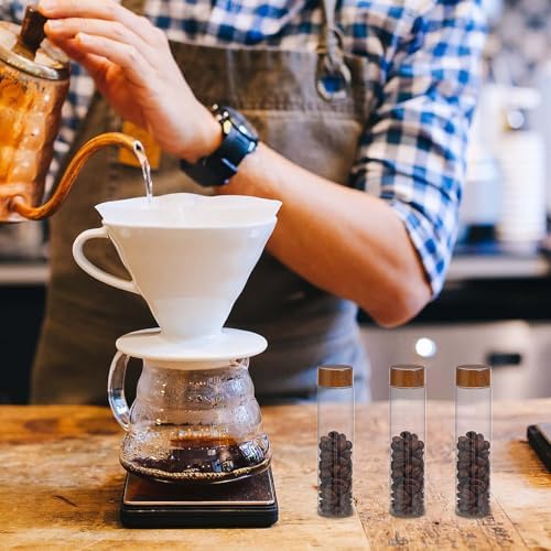 VICASKY Glass Coffee Bean Storage Tubes 0.6oz with Wooden Display Stand - Image 6