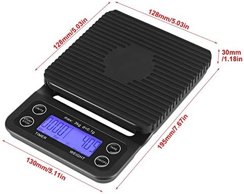 Fdit Digital Kitchen Food Scale with Timer, 3KG/0.1g, LCD Display, Bluish Violet Backlight, Anti-Slip Silicone Pad, Tare Function - Image 3