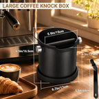 Espresso Coffee Knock Box, Large Stainless Steel Coffee Knock Box with Cleaning Brush for Home Coffee Bar, Non-Slip Base Easy Clean Removable Knock Bar (Black) - Image 3