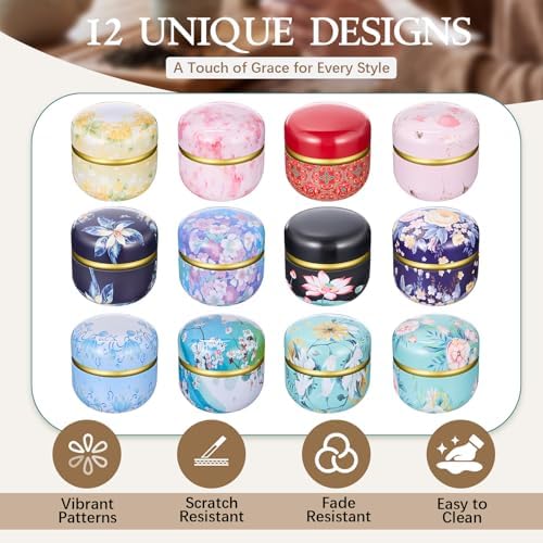 12 Pcs Airtight Tea Tins with Lids, Vintage Decorative Containers - Image 5