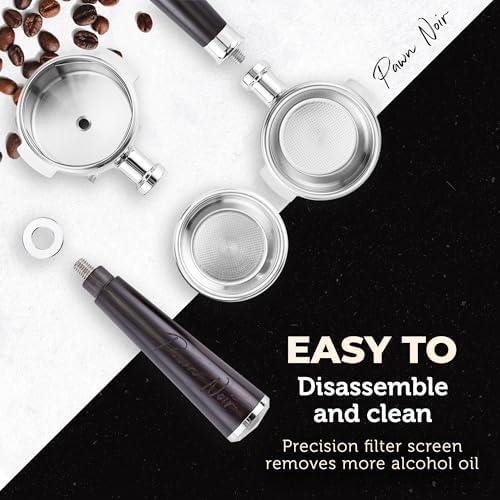 58mm Double Spouts Espresso Portafilter with 2 Ear | Fits E61 | Faema/Flair/Rocket/Sanremo/Expobar | Portafilter with Stainless Steel Basket&Solid Wood Handle (58mm Double Spouts 2 Ear) - Image 3