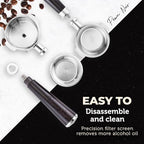 58mm Double Spouts Espresso Portafilter with 2 Ear | Fits E61 | Faema/Flair/Rocket/Sanremo/Expobar | Portafilter with Stainless Steel Basket&Solid Wood Handle (58mm Double Spouts 2 Ear) - Image 3