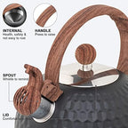 Whistling Stainless Steel Tea Kettle with Wood Grain Anti Heat Handle, Cylindrical Wood Grain Stainless Steel Cover,2.6 Quart/2.5 Liter, Black - Image 5