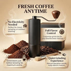 Manual Coffee Grinder with Strainer & Brush, Adjustable Stainless Steel Burr, 30g Hand Crank Coffee Mill, Aluminum Body & Walnut Handle for Espresso, Turkish Coffee & French Press - Image 4