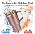 20 oz Tumbler with Handle Stainless Steel Insulated Coffee Tumbler with Lid and Straw Double Wall Vacuum Insulated Coffee Mug Leak Proof Travel Mug Tumbler for Hot and Cold Drink (Rose Gold,4pack) - Image 3