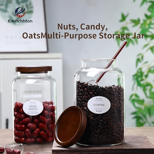 2-pack 3/4 gallon glass storage container with Acacia Wood Lids and glass spoon, Sealable Waterproof, Large Tall Glass Jar,Glass food storage Jars Set for Coffee bean, Nut, Candy, Cereal, Flour，sugar - Image 5
