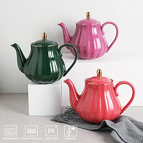Sweejar 28FLOZ Royal Teapot with Infuser,Porcelain Tea Pot(Jade) - Image 4
