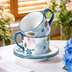 KAMMAK Coffee Cups and Saucers Set of 2, 8.5oz Ceramic Tea Cup with Saucer - Image 7