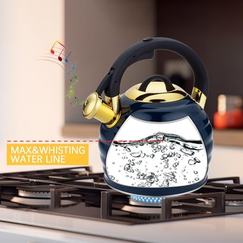 Tea Kettle for Stove Top Whistling Teapot, 3.2Q Tea Pot Stainless Steel Teakettle with Heat Proof Ergonomic Handle - Image 2