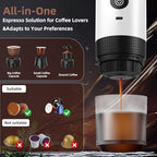 Portable Coffee Maker for Travel & Camping, Portable Espresso Maker with Bag, Rechargeable Cordless Battery Operated Coffee Makers for Ground Coffee, NS Capsule RV, Hiking, Office(White) - Image 7