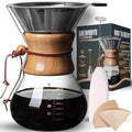 Pour Over Coffee Maker, 8-Cup, 34oz, Double Layer Stainless Steel Filter, Drip Coffee Maker Pour Over High Heat Resistant Glass Coffee Pot, Coffee Dripper Brewer with 40 Paper Filters by Unknown