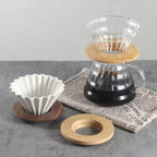 Coffee Filter Stand Durable Wood Compatible with Origami Coffee Filter Cup Holder Pour Over Filter Stand Cone Coffee Dripper Holder Home Use(Rubber wooden tray) - Image 3