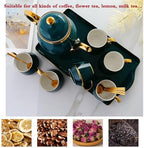 Tea Cups and Tray Set of 14 Pieces,Luxury Set with Teapot, Afternoon Tea Coffee Cups with Ceramic Tray, British Porcelain Tea Party Set for Kitchen,B - Image 2
