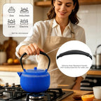 Cast Iron Teapot Set with 2 Cups, 34 oz (1000 ml) Japanese Tea Pot with Infuser for Loose Leaf Tea, Enamel Interior, Stovetop Compatible, Complete Tea Gift Set for Tea Lovers, Blue - Image 3