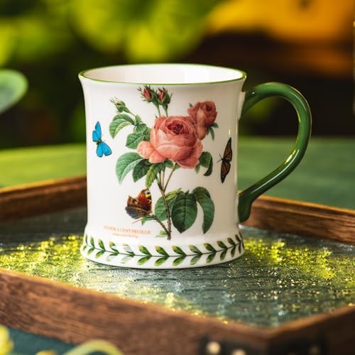 Pastoral Coffee Mug Set of 4-15.2 Oz Large Capacity Porcelain In-Glaze Cups for Tea, Latte, Cocoa - Dishwasher & Microwave Safe, Great Housewarming Gift-Pink Rose - Image 5