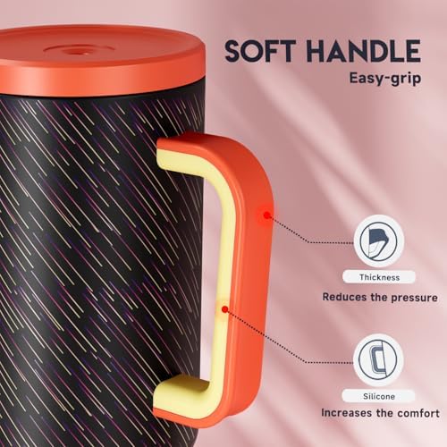 Meoky Glow in the Dark Tumbler: 40 oz Tumbler with Handle and Straw- Stainless Steel Insulated Tumbler for Car Cup Holders - Travelers Commuters Workers (1 Pack, Shooting Star) - Image 6