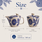 Hasami Ware Dahlia Teapot with Stainless Infuser, 13 fl oz (Blue) - Image 2