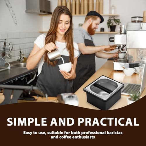 Stainless Steel Coffee Knock Box - Espresso Grounds Bin with Silicone Bar, Dishwasher Safe Espresso Knock Box for Home & Commercial Use (Small) - Image 7