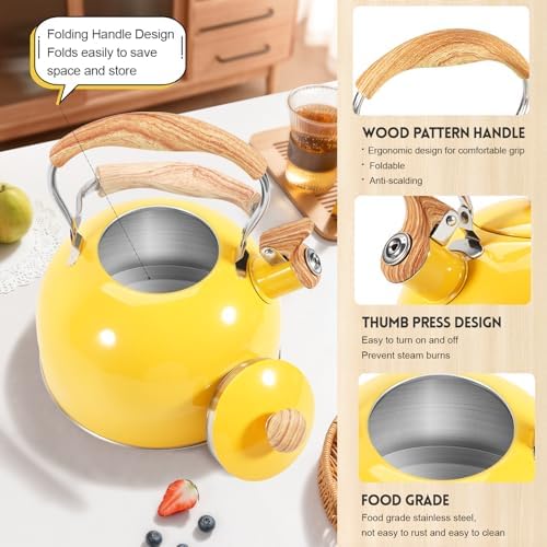 GGC Whistling Tea Kettle for Stove Top, 85OZ/2.6QT Stainless Steel Tea Pot - Image 2