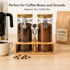 2 x 45 oz Coffee Canister Set, Airtight Glass Containers with Wooden Shelf - Image 6