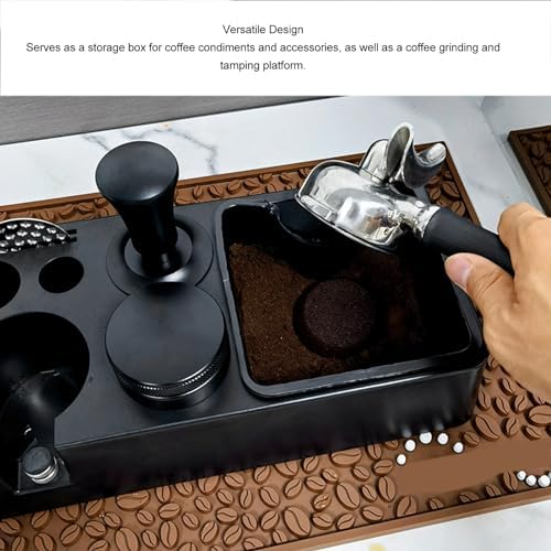 Espresso Tamping Station, Espresso Accessories Organizer Box, Modern Multifunctional Coffee Tamping Station for Home Kitchen Cafe Bar Black - Image 2