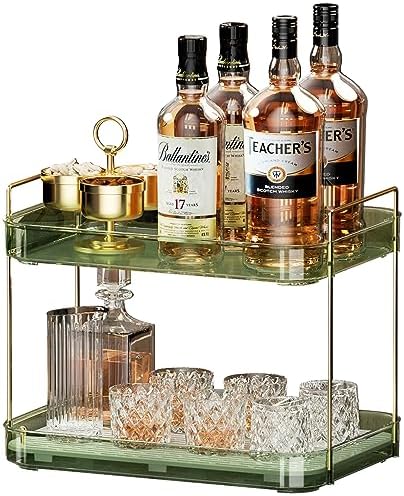 Seoneiro Whiskey Tray, Glass Cup Rack, Mug Holder, Coffee Cup Organizer, Bathroom Countertop Organizer with Drain Board Wine Glass Decorative, Food Tray, Kitchen Spice Rack by Seoneiro