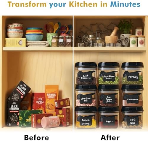 Shazo 9PC (0.5L | 17oz) Airtight Pantry Storage Containers with 9 Spoons - Image 5