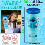 Get Trend Disney Stitch Tumbler with Straw 30oz Kids Teens Insulated Cup with Lid Handle Travel Mug Cups with Lids for School Sports Gifts for Kids (Blue Stitch) - Image 6