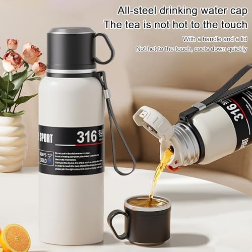 Double wall vacuum Leakproof stainless steel wide mouth insulated water bottle;tea tumbler with infuser,cup,lid;smart thermoses hot coffee;thermal flask ice drinks with led digital temperature display - Image 6