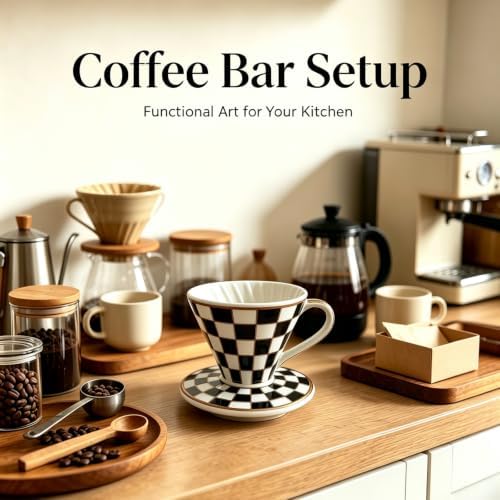 Checkerboard Pour Over Coffee Dripper, Vintage V60 Style Slow Drip Brewer - Image 6