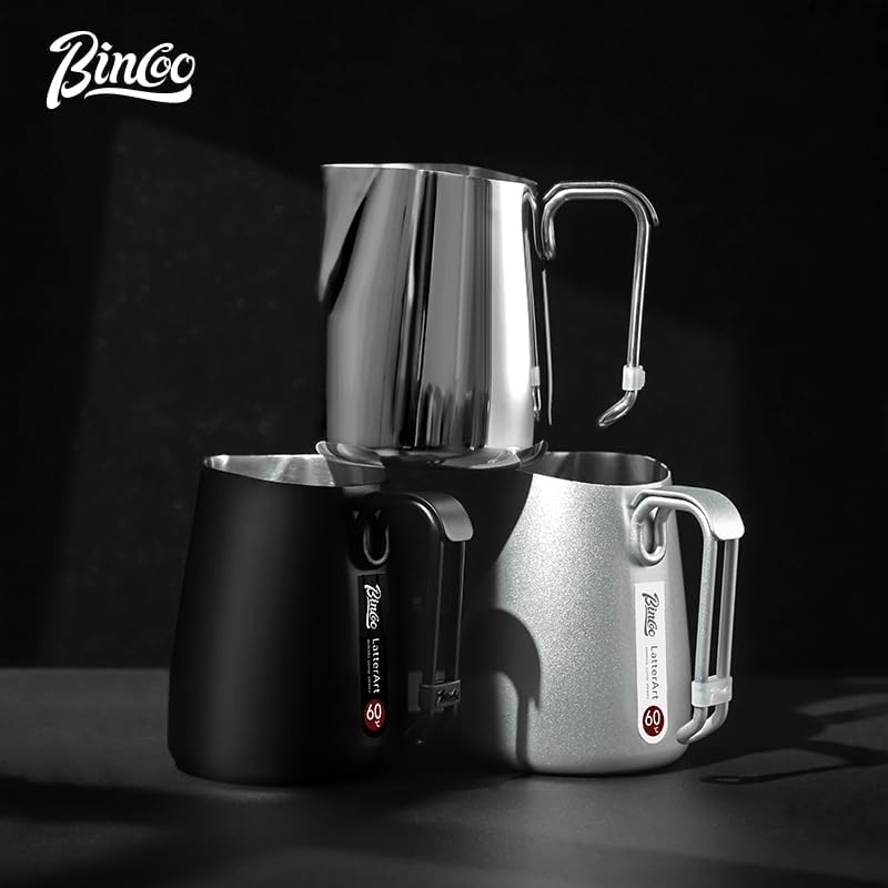 Bincoo Milk Frothing Pitcher,Espresso Milk Frothing Pitcher Stainless Steel 20oz/600ML Coffee Milk Frother Cup with Measurement Lines,Ergonomic Handle for Latte Art & Cappuccino - Image 5