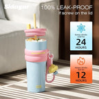 SDGA+ 24 oz Stainless Steel Tumbler with Lid and Straw, Insulated Water Bottle Leak Proof for Hot and Cold, Portable Travel Coffee Mug, Reusable Coffee Cup for Women, Blue - Image 5