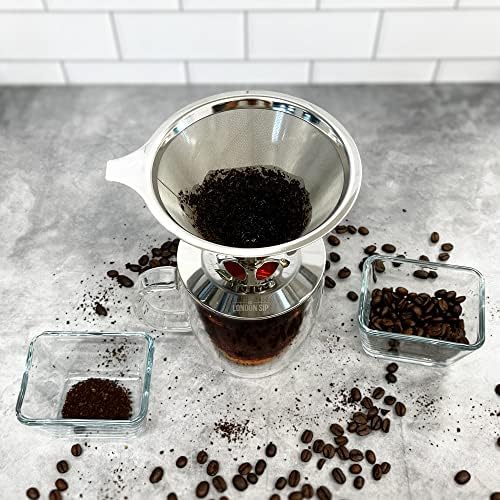 The London Sip Stainless Steel Coffee Dripper Pour Over Coffee Maker, Coffee Slow Brewing Accessories for Home, 1-4 Cup (Pack of 2) - Image 3