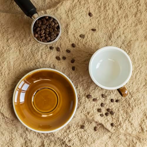 Loveramics Coffee Cup Ceramic, 8 oz Latte Art Cup with Saucer for Cappuccino, Tea, Espresso, Thick - walled stoneware Cappuccino mug Set for Cafe and Barista - Potters Colours (Caramel, 8OZ) - Image 6
