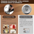 316Stainless Steel Coffee Carafe 84oz - 12 Hours Hot & 24 Hours Cold Black - Image 2