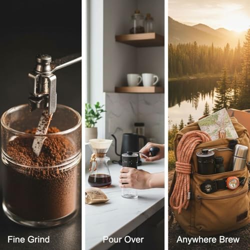 Manual Coffee Grinder, Hand Crank Coffee Bean Grinder with 40 Adjustable Settings, Ceramic Burr Mill for French Press, Pour Over, Drip, or Espresso, Portable, Lightweight 13.6 oz / 385 g - Image 2