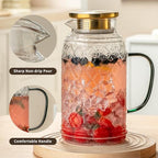 Buaic Glass Pitcher with Lid, 68 oz/2 Liter Vintage Water Pitcher - Image 4