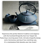 Cuisiland 27oz Cast Iron Teapot Set, Japanese Tetsubin Teapot with Enamel Coated Interior, Dragonfly Design, Excellent Heat Retention, Includes Infuser, Trivet & 2 Tea Cups (Blue) - Image 6