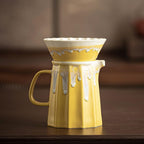 Yellow Ceramic Pour over Coffee Maker Set, 14.5 OZ Porcelain Coffee Dripper Brewer Heat Resistant Coffee Pot Decanter ACM08Y - Image 2